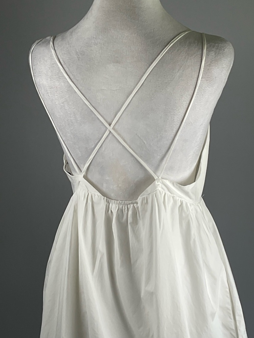 Scandi Minimalist White Cotton Mini Dress GESTUZ Resort Babydoll Pockets - Picture 12 of 16